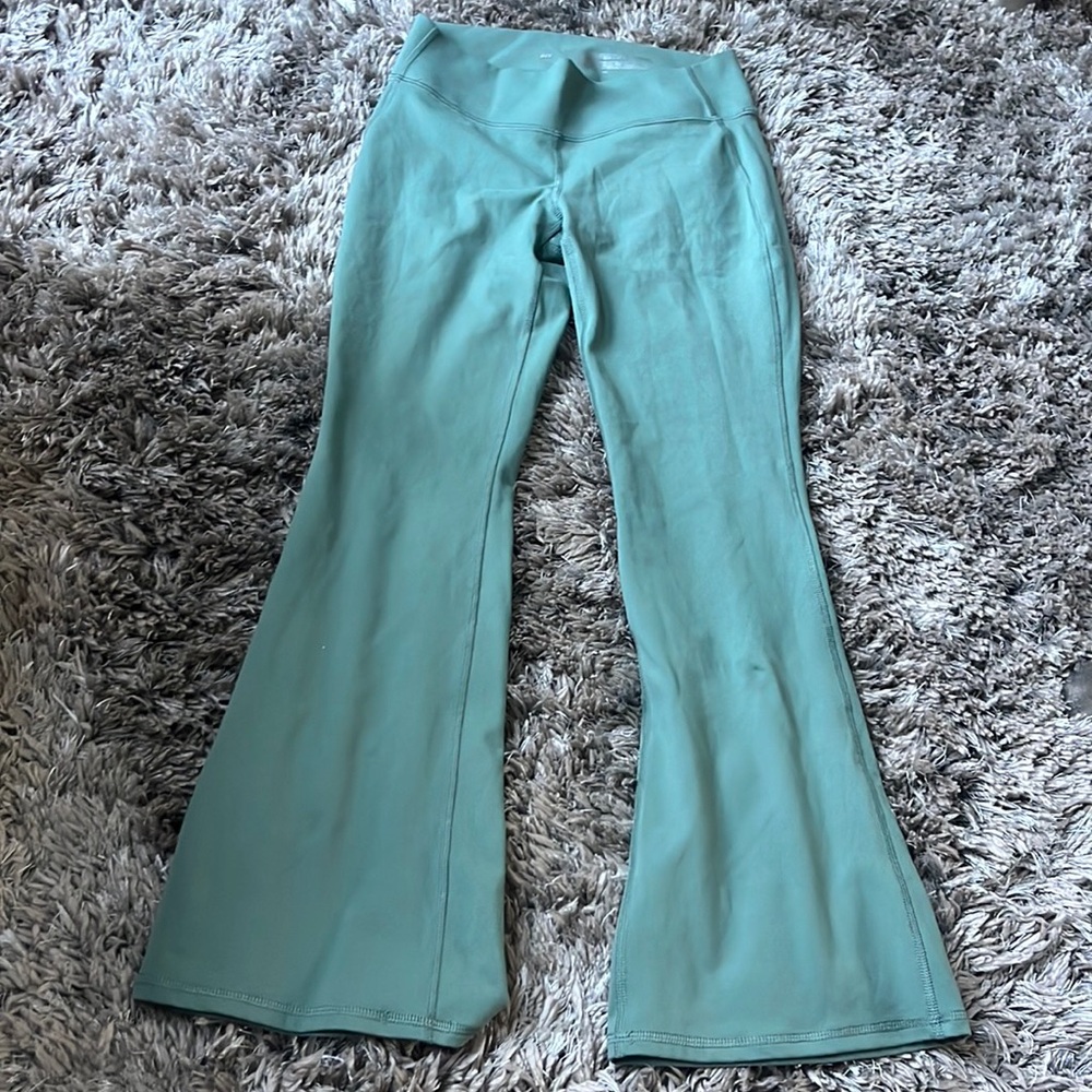 Army green flared leggings